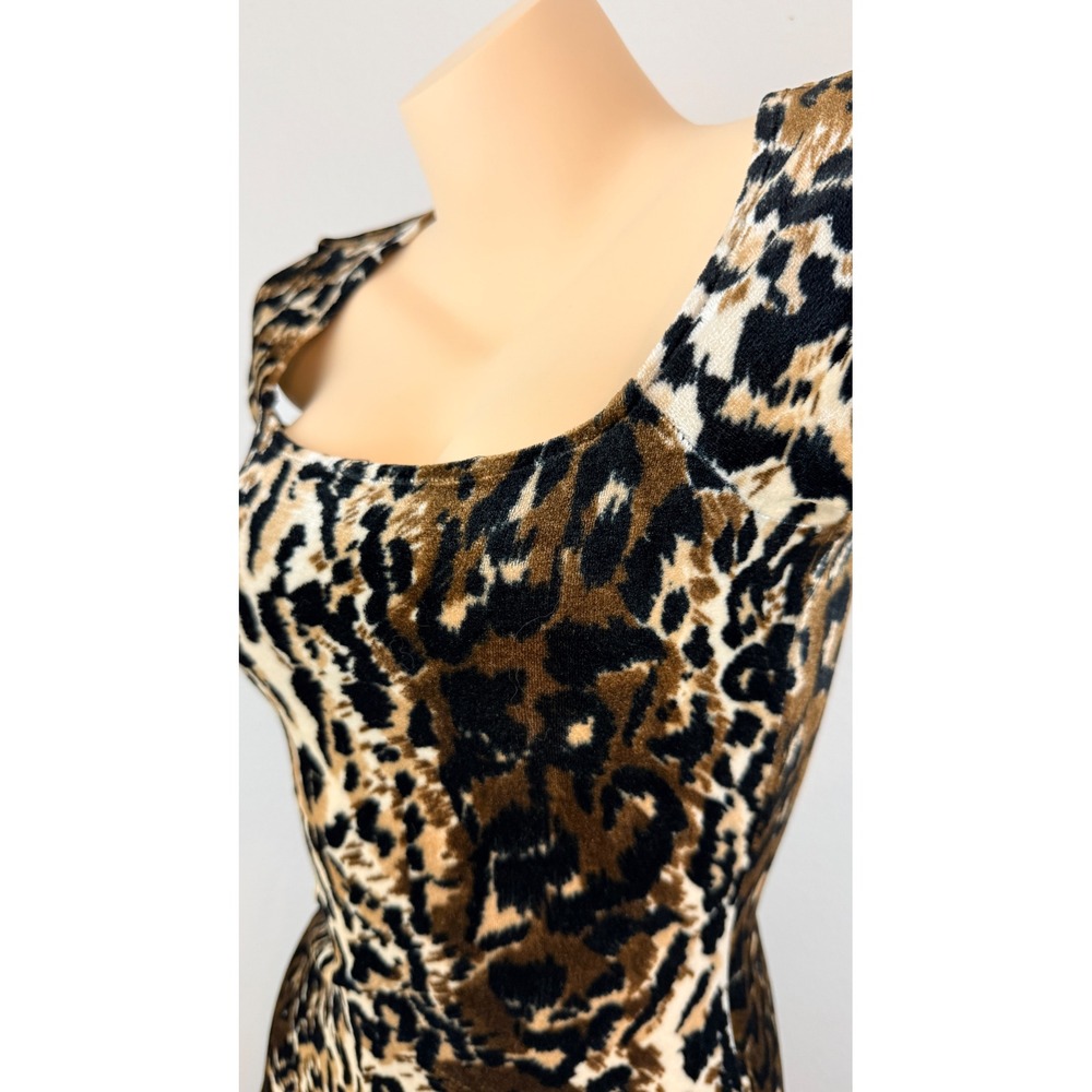 Mob Wife Indie Sleaze The Original USA Leopard Print Velvet Mini Dress Small - Picture 7 of 11